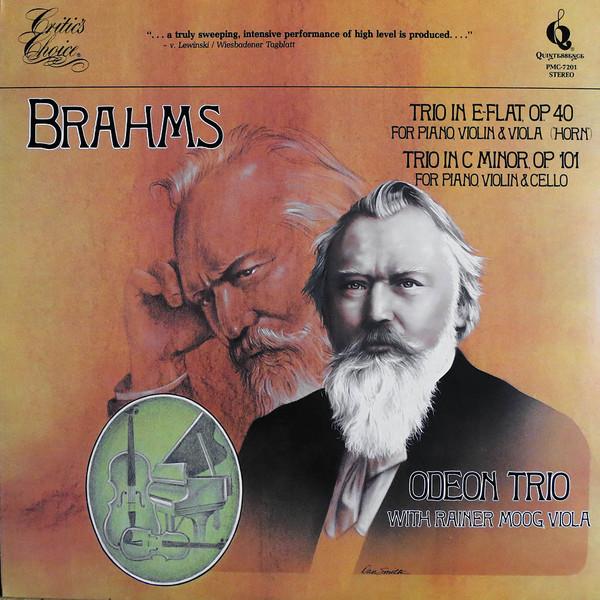 Johannes Brahms, Odeon Trio, Rainer Moog - Trio In E-flat, Op. 40 For Piano, Violin & Viola (”Horn”) / Trio In C Minor, Op. 101 For Piano, Violin & Cello