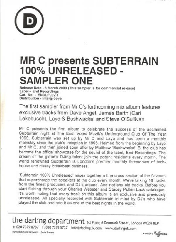 Mr. C - Subterrain 100% Unreleased (Sampler One)
