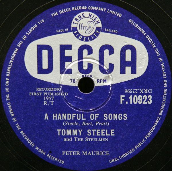 Tommy Steele And The Steelmen - Water, Water / A Handful Of Songs